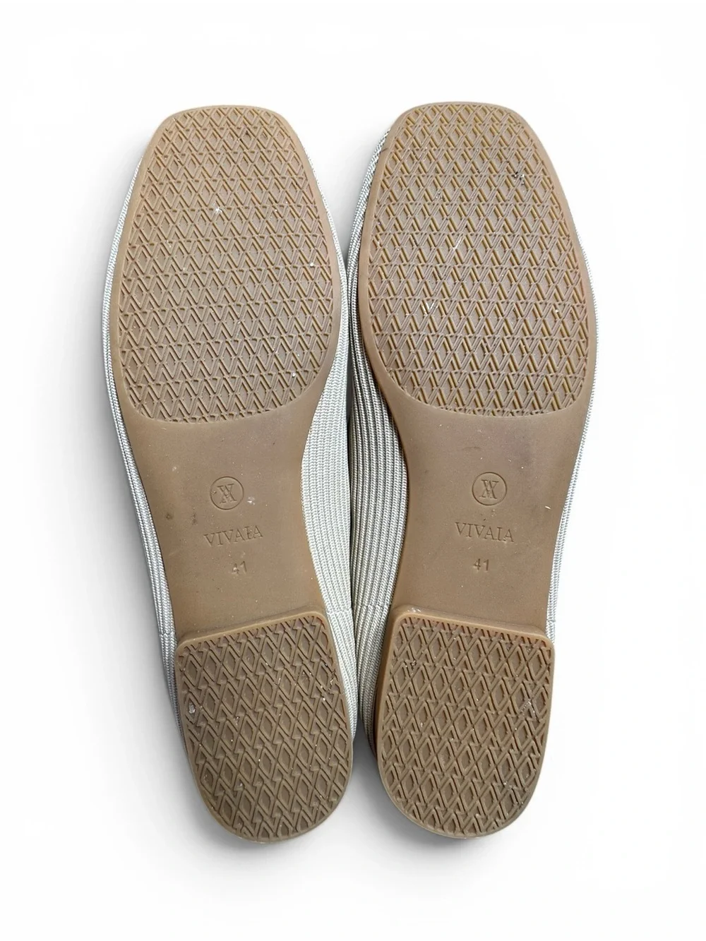 Vivaia Women's Cream Knit Square-Toe Ballet Flats